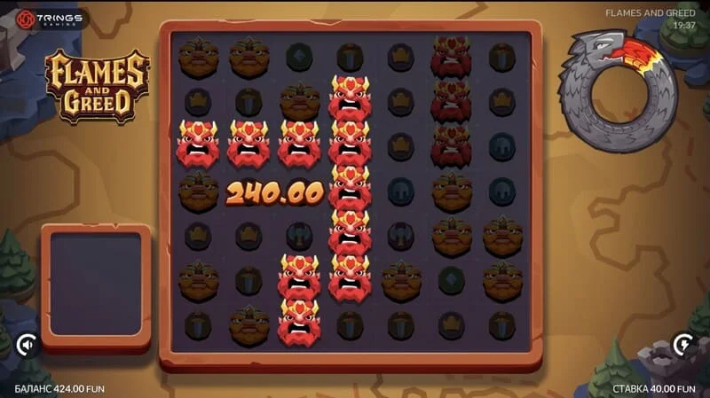 Flames and Greed - malaking panalo sa pangunahing laro